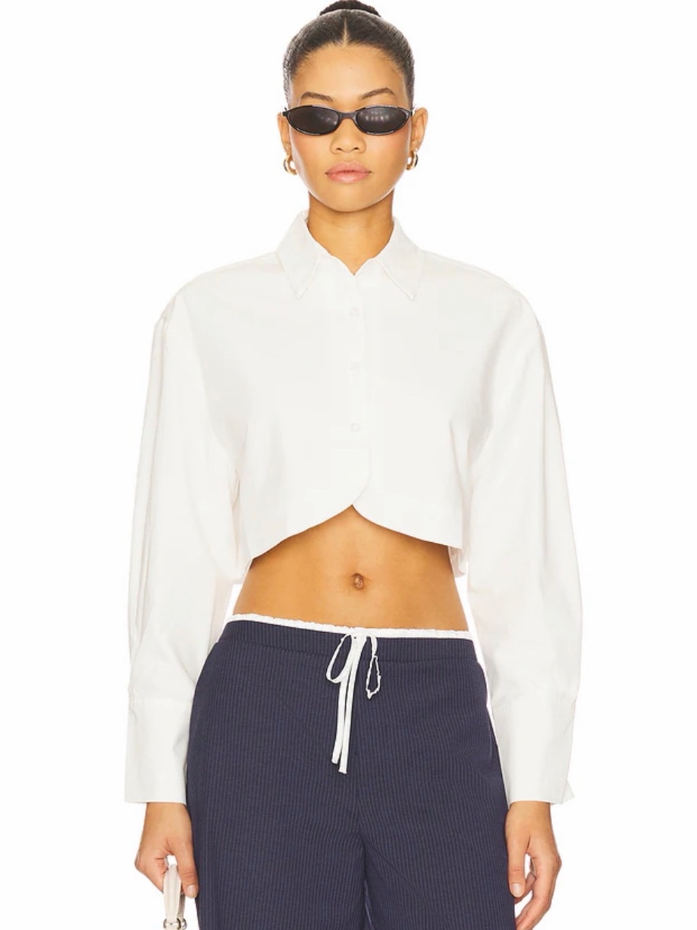 New With Tag MORE TO COME Cropped White Button-Up Shirt - Women's Top